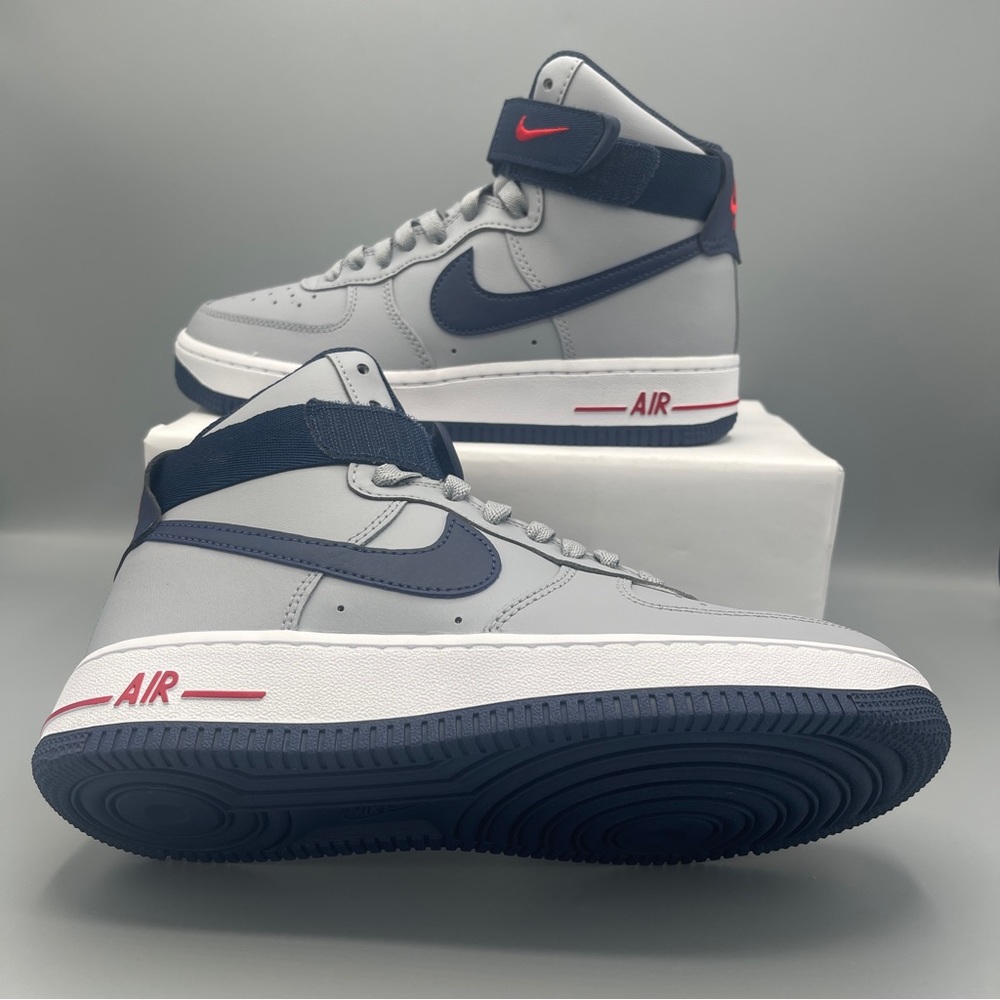 Nike Air Force 1 Hi QS Shoes "Patriots" Wolf Gray Navy / Size 7. - Picture 12 of 14